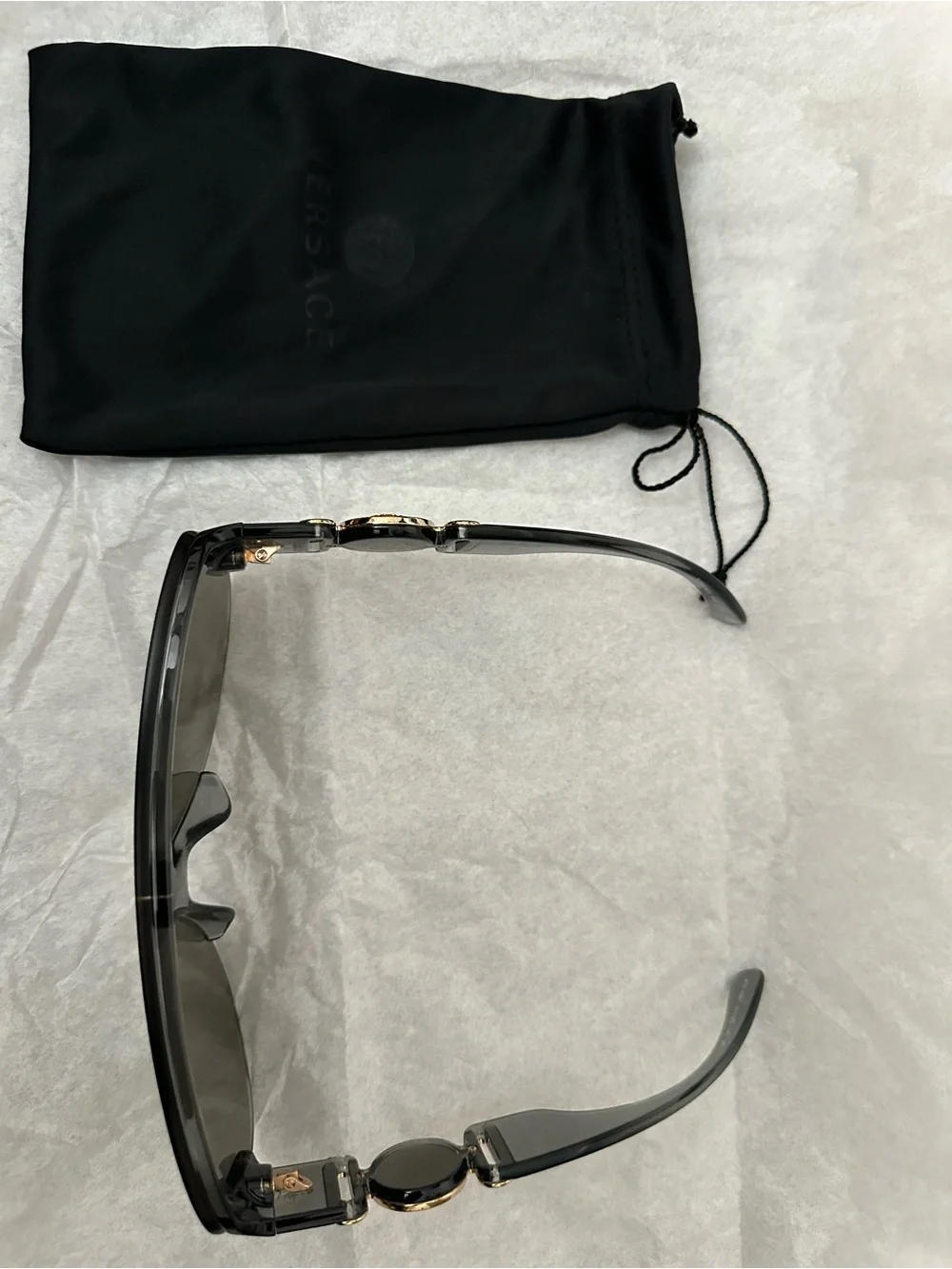 Versace Black Sunglasses with Gold Medusa Accent